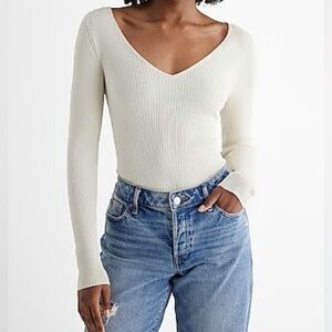 Express Ribbed Double V-neck Sweater